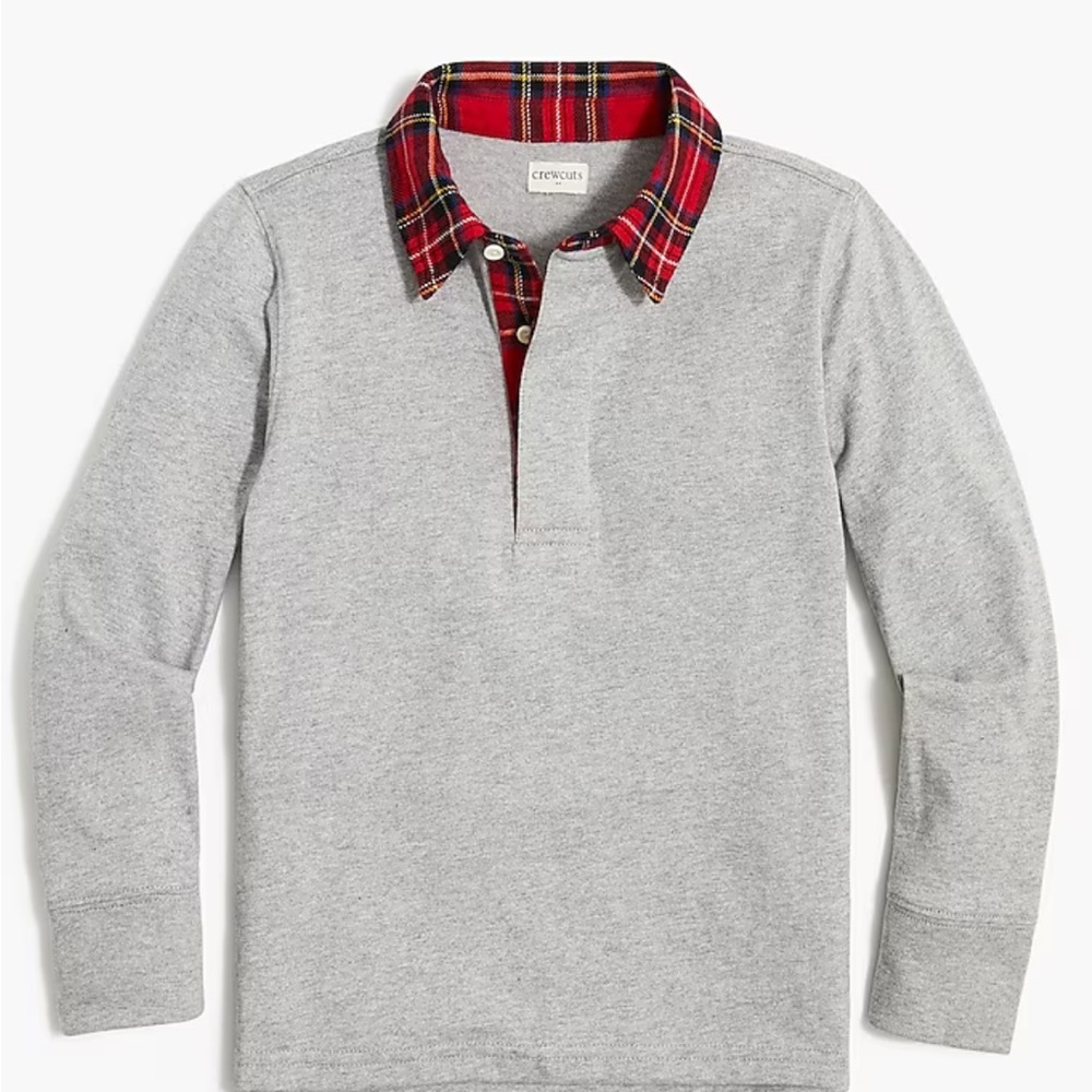 NWT Boys long-sleeve tartan polo shirt